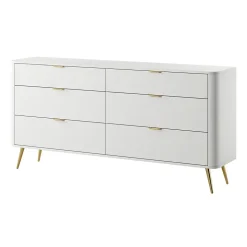 Commode 6 tiroirs couleur blanche largeur 172 cm OVAL