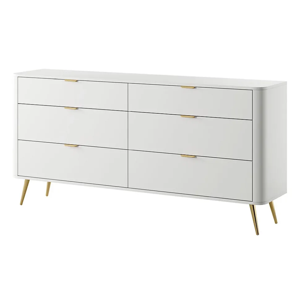 Commode 6 tiroirs couleur blanche largeur 172 cm OVAL