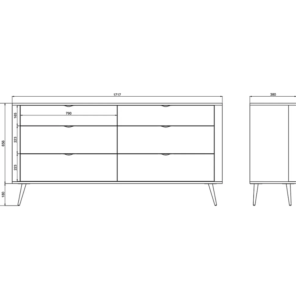 Commode 6 tiroirs couleur blanche largeur 172 cm OVAL