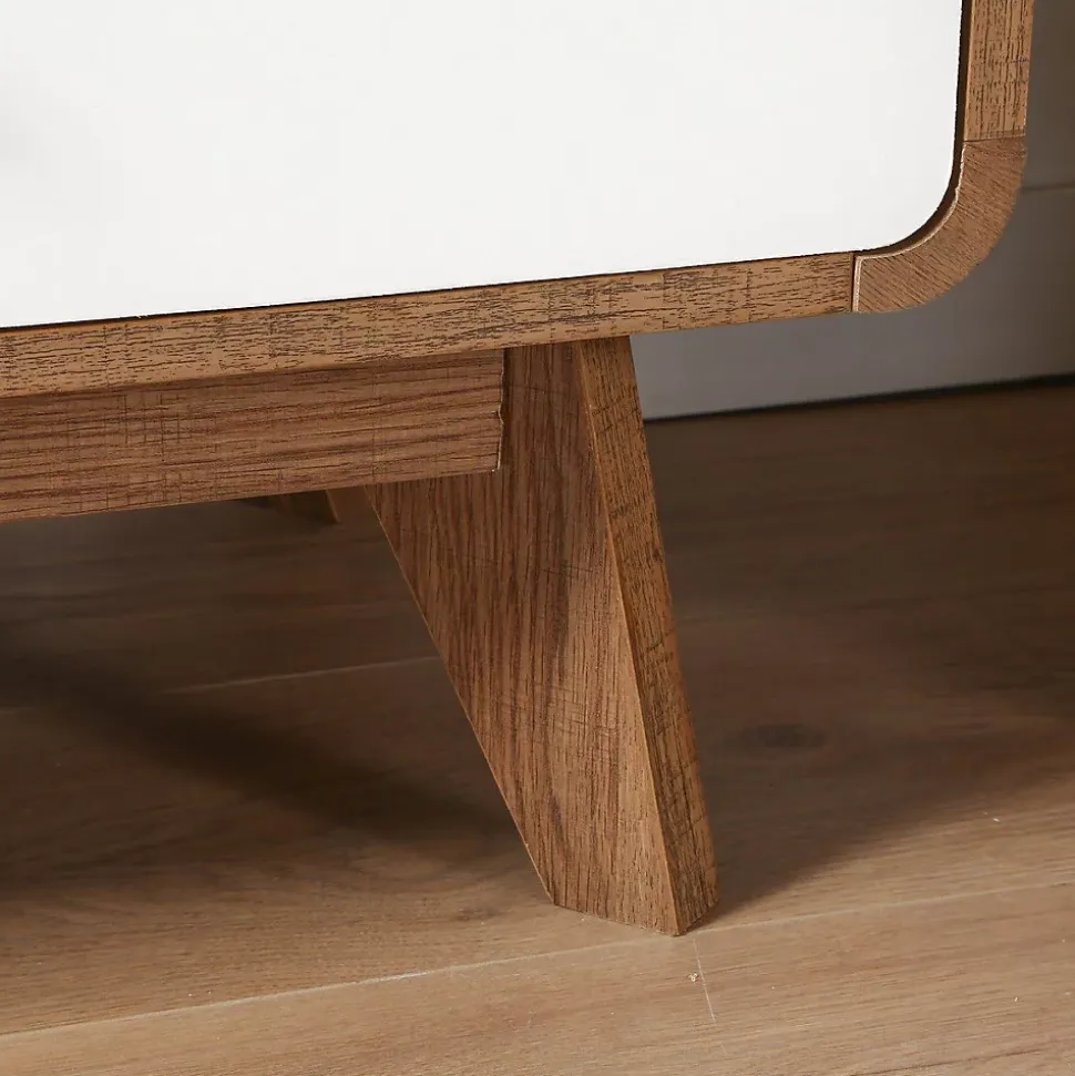 Commode 6 Tiroirs Décor Bois et Blanc - ALBURA