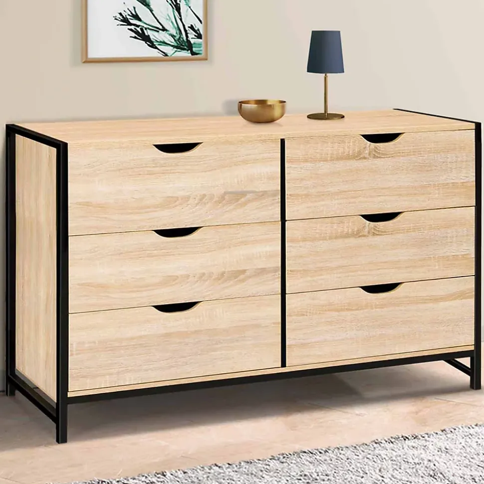 Commode 6 tiroirs DETROIT XXL 140 cm design industriel