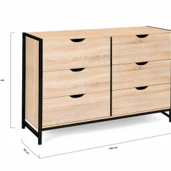 Commode 6 tiroirs DETROIT XXL 140 cm design industriel