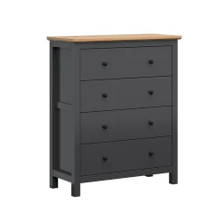 Commode 4 tiroirs Duck Gris anthracite et Bois