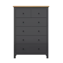 Commode 6 tiroirs Duck Gris anthracite et Bois