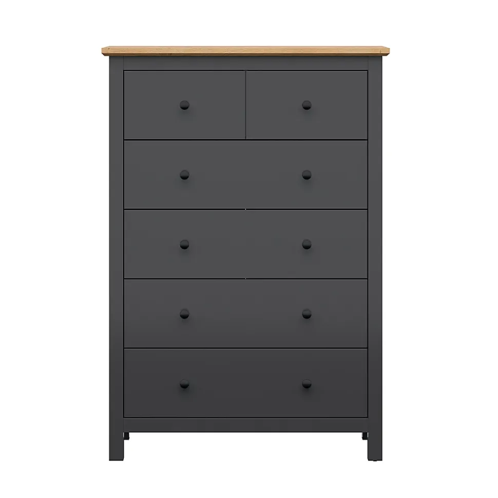 Commode 6 tiroirs Duck Gris anthracite et Bois