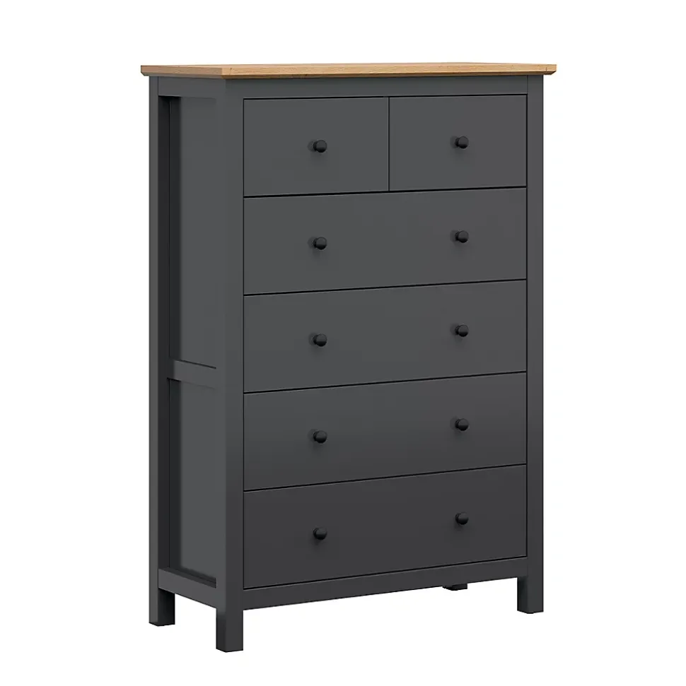 Commode 6 tiroirs Duck Gris anthracite et Bois