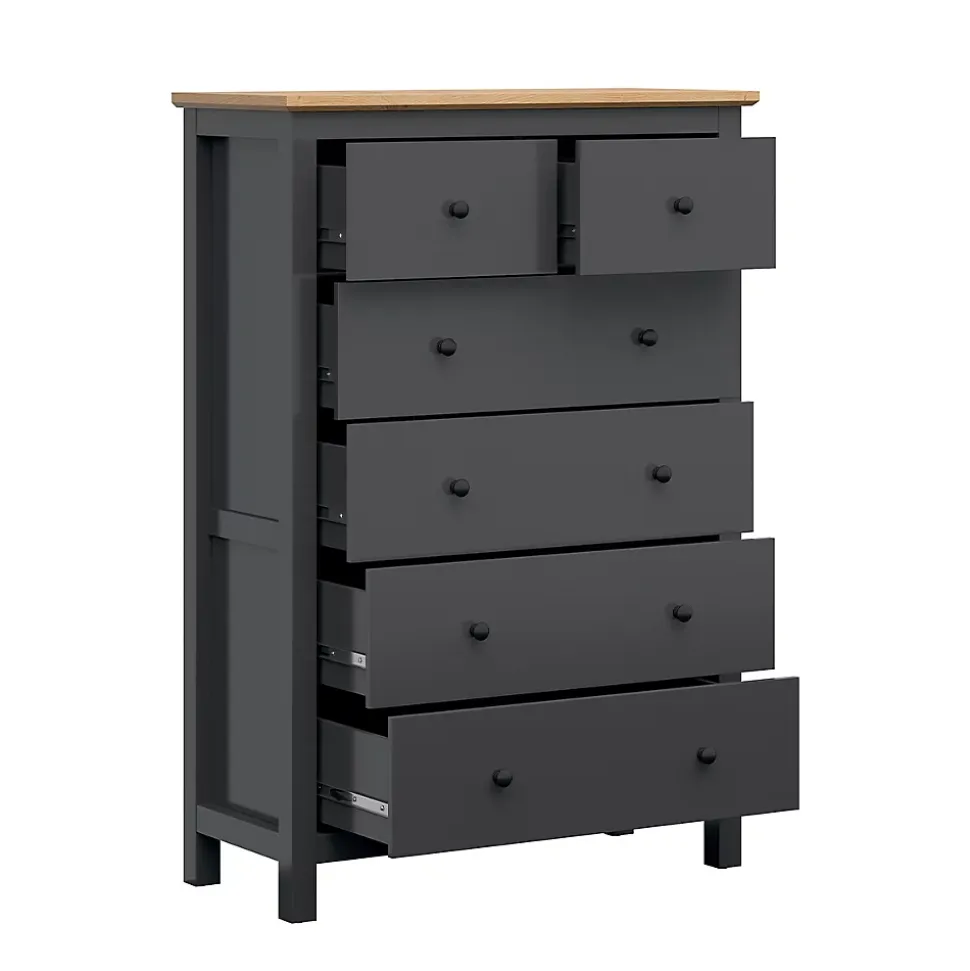 Commode 6 tiroirs Duck Gris anthracite et Bois