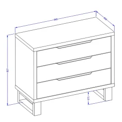 Commode 3 tiroirs Eden Bois et Noir