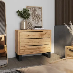 Commode 3 tiroirs Eden Bois et Noir