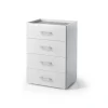 Commode 4 Tiroirs Effet Bois Blanc L 50Cm, H 87Cm, P 41Cm