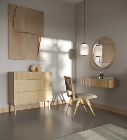 Commode 3 tiroirs effet chêne 90 cm NOLIE