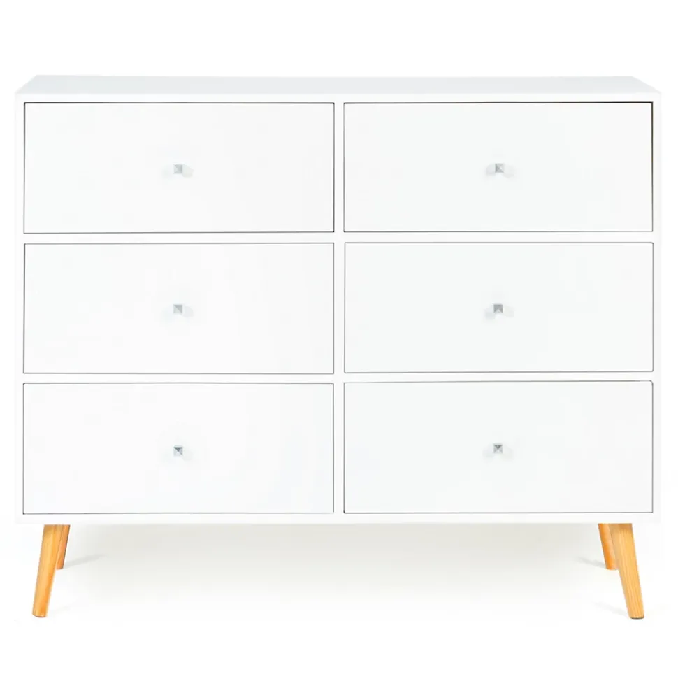 Commode 6 tiroirs EMMIE 110 cm scandinave blanc