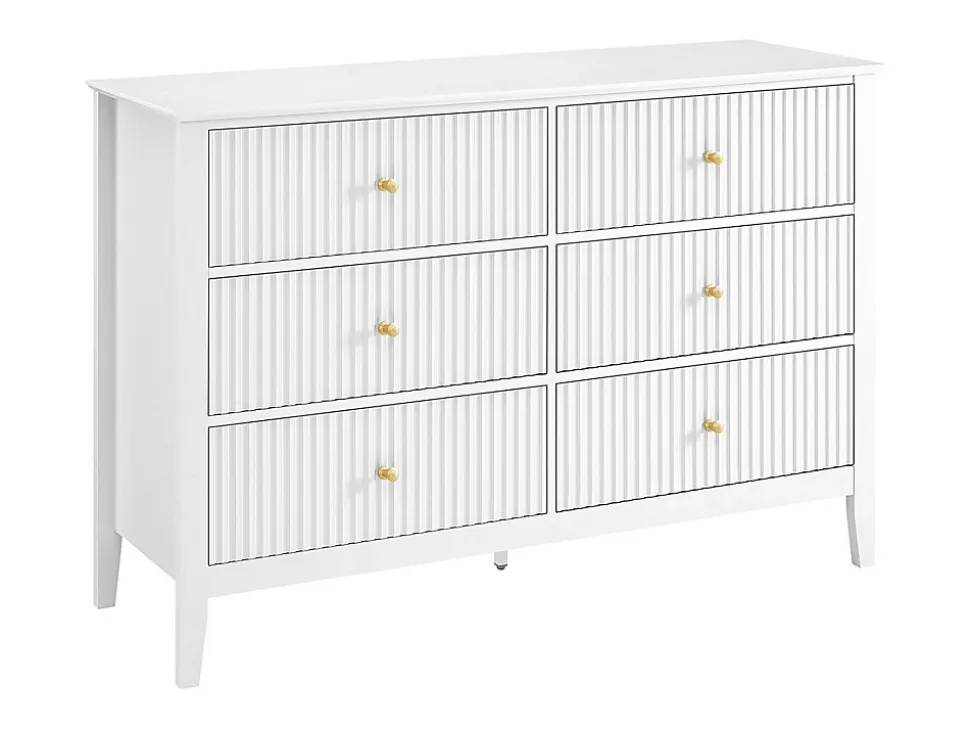Commode 6 tiroirs en MDF - Blanc - NARIVA