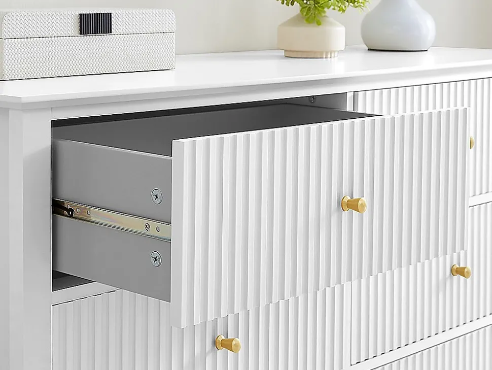Commode 6 tiroirs en MDF - Blanc - NARIVA