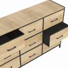 Commode 9 tiroirs en tissu UTAH 115 cm meuble de rangement design industriel