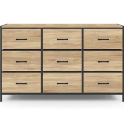 Commode 9 tiroirs en tissu UTAH 115 cm meuble de rangement design industriel