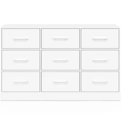 Commode 9 tiroirs en tissu UPPAH 113 cm meuble de rangement bois blanc