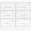 Commode 6 tiroirs en tissu UPPAH 80 cm meuble de rangement bois blanc