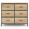 Commode 6 tiroirs en tissu UTAH 80 cm meuble de rangement design industriel