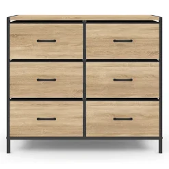 Commode 6 tiroirs en tissu UTAH 80 cm meuble de rangement design industriel