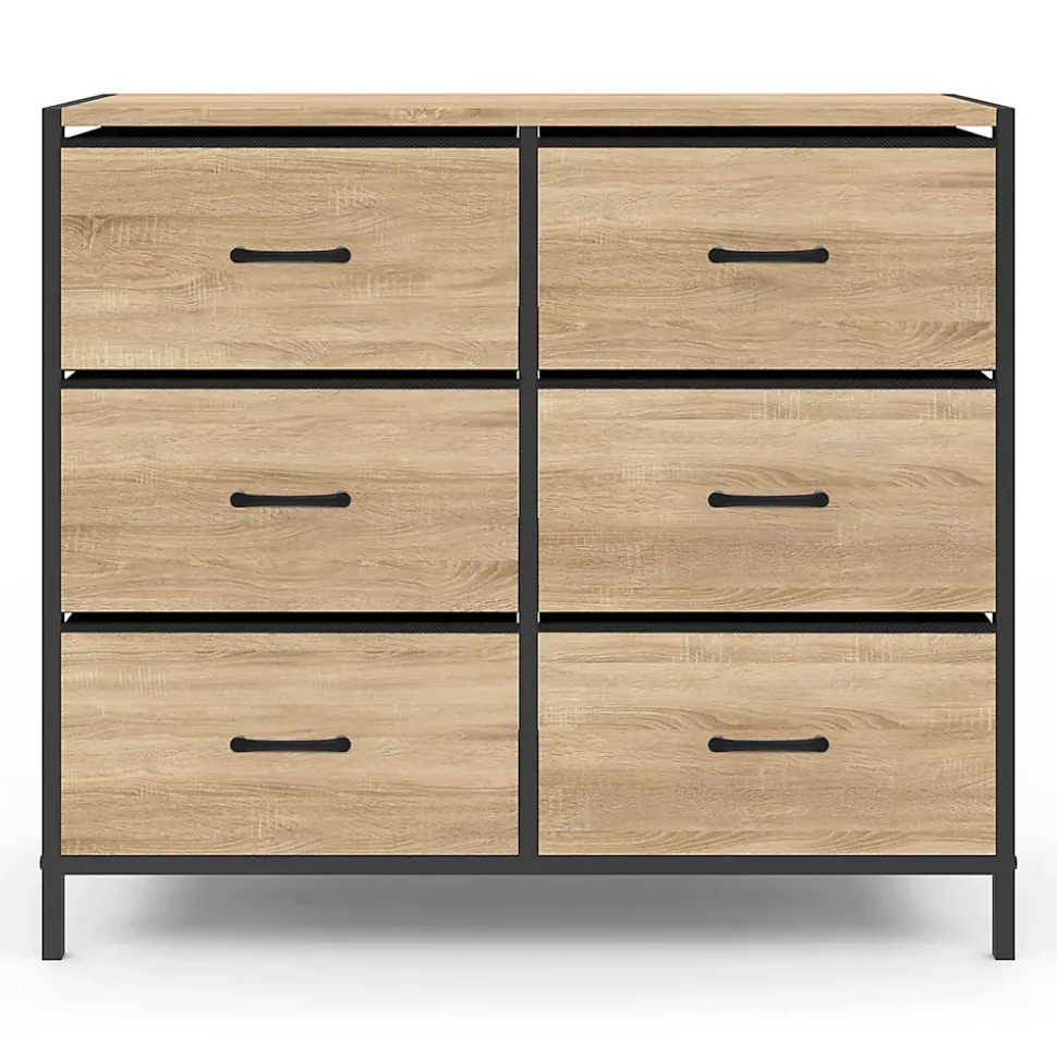 Commode 6 tiroirs en tissu UTAH 80 cm meuble de rangement design industriel