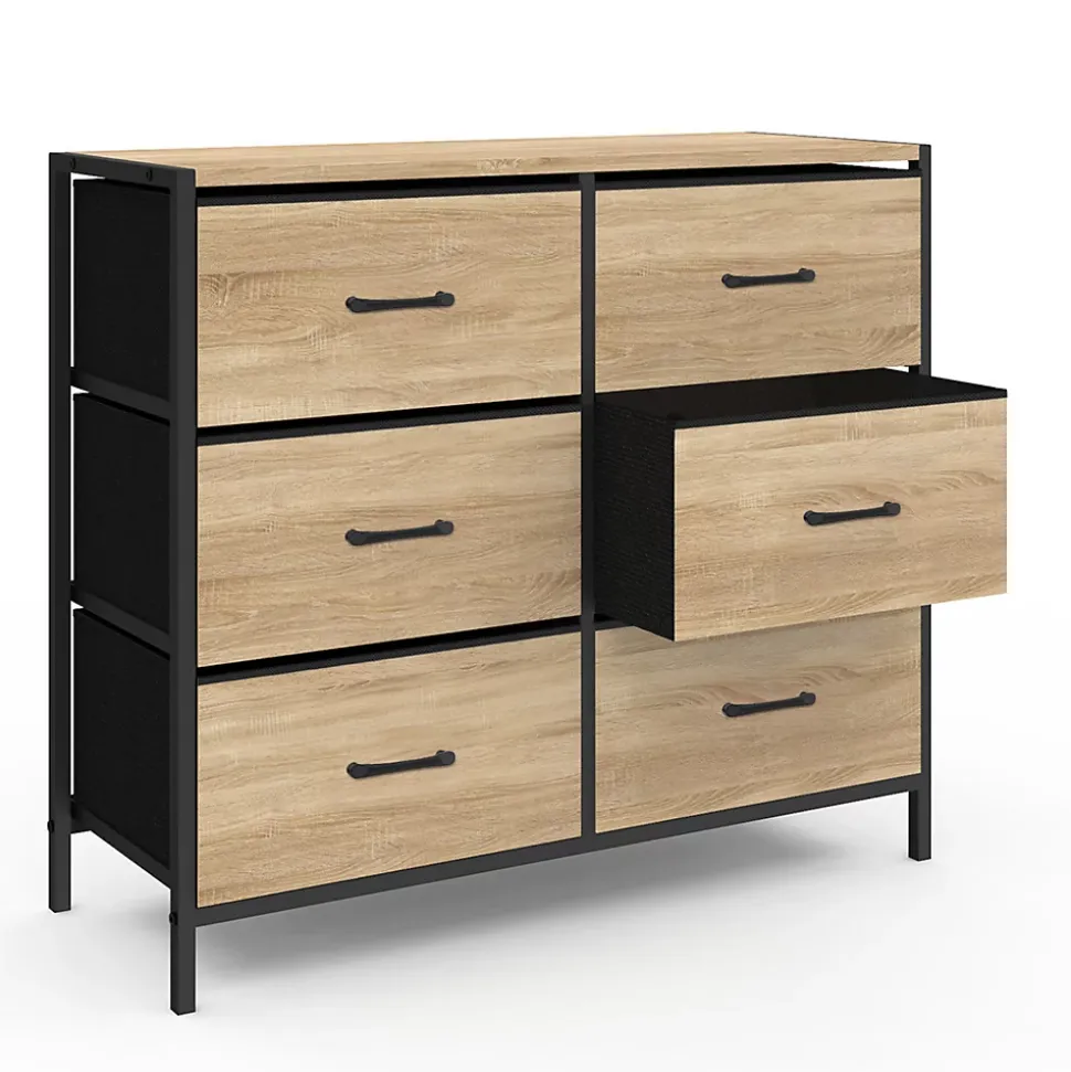Commode 6 tiroirs en tissu UTAH 80 cm meuble de rangement design industriel
