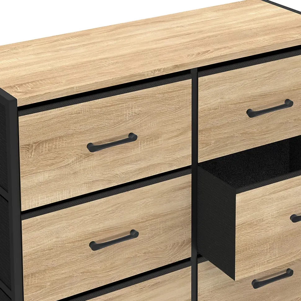 Commode 6 tiroirs en tissu UTAH 80 cm meuble de rangement design industriel