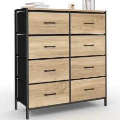 Commode 8 tiroirs en tissu UTAH 80 cm meuble de rangement design industriel
