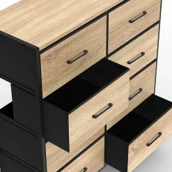 Commode 8 tiroirs en tissu UTAH 80 cm meuble de rangement design industriel