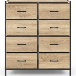Commode 8 tiroirs en tissu UTAH 80 cm meuble de rangement design industriel