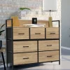 Commode 7 tiroirs en tissu UTAH 100 cm meuble de rangement design industriel