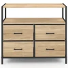 Commode 4 tiroirs en tissu UTAH 80 cm meuble de rangement design industriel