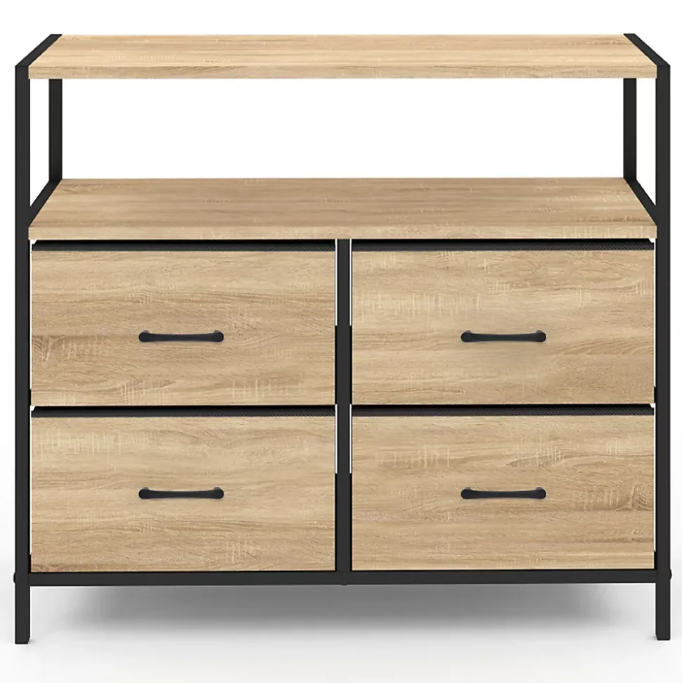 Commode 4 tiroirs en tissu UTAH 80 cm meuble de rangement design industriel