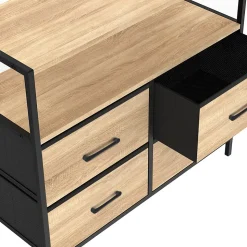 Commode 4 tiroirs en tissu UTAH 80 cm meuble de rangement design industriel
