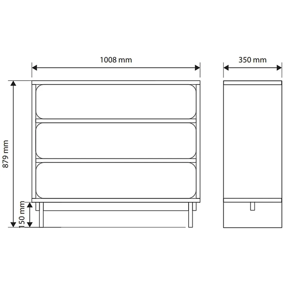 Commode 4 tiroirs grège 101 cm WUWU