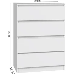 Commode 4 tiroirs grège 70 cm MALWA