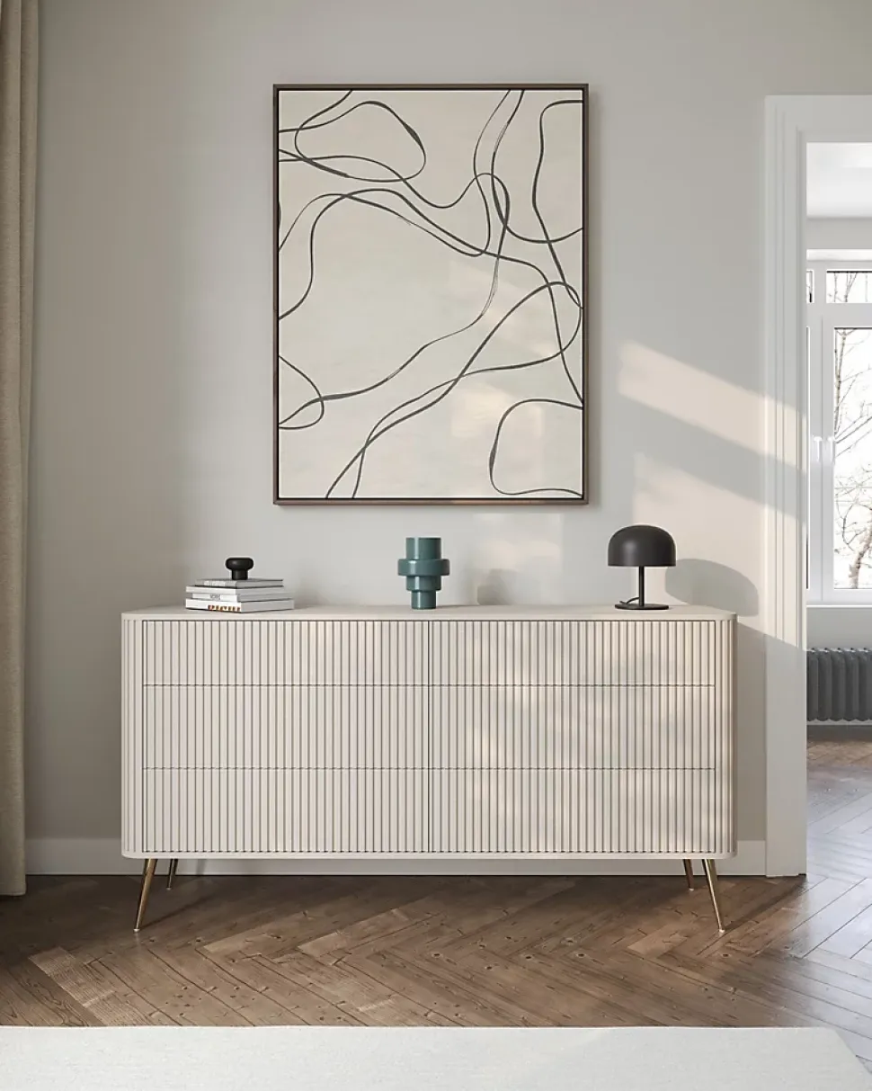 Commode 6 tiroirs grège 168 cm OVARLO