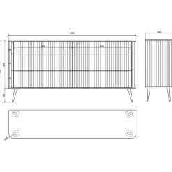 Commode 6 tiroirs grège 168 cm OVARLO