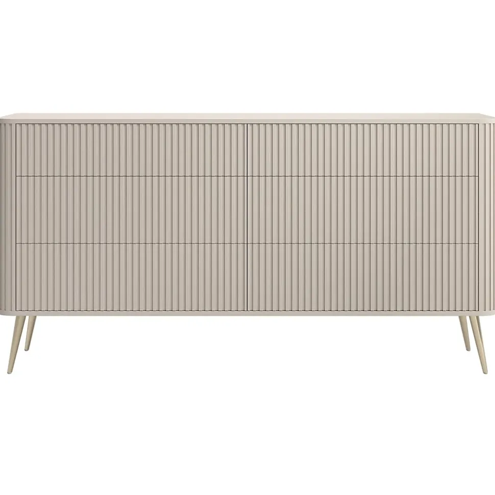 Commode 6 tiroirs grège 168 cm OVARLO
