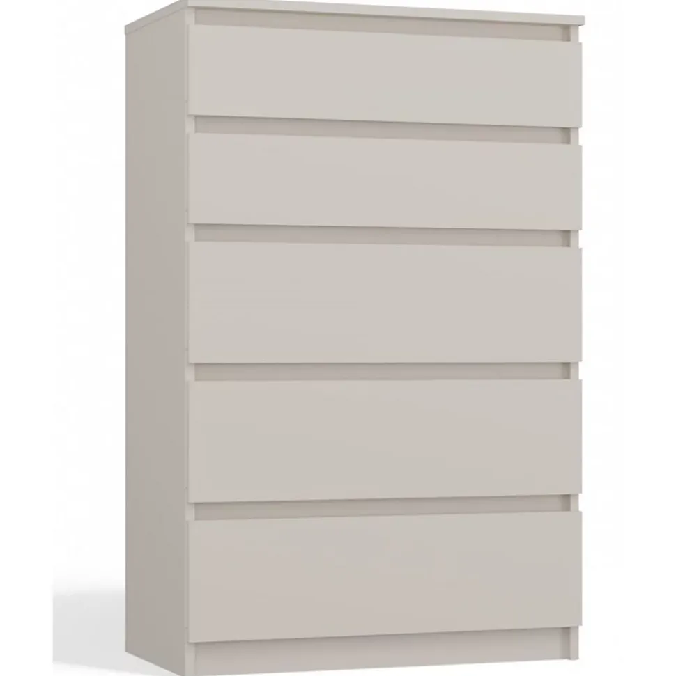 Commode 5 tiroirs grège 70 cm MALWA