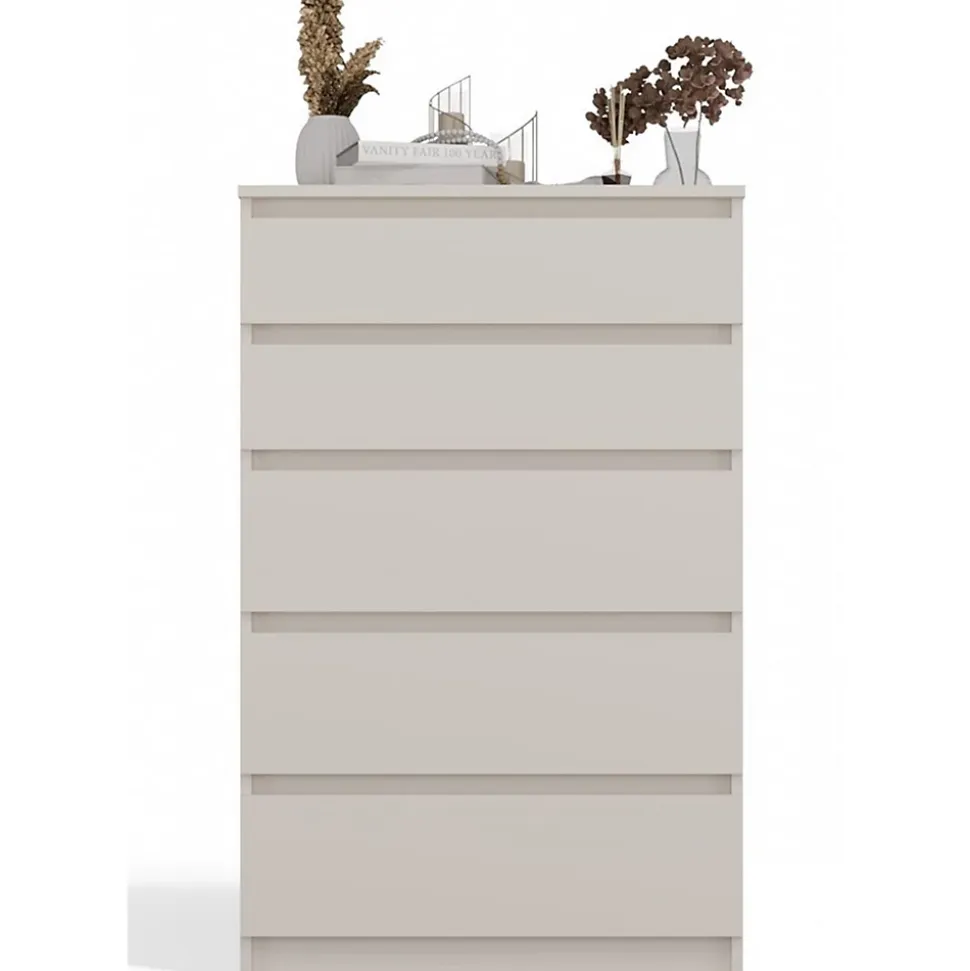 Commode 5 tiroirs grège 70 cm MALWA