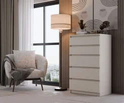 Commode 5 tiroirs grège 70 cm MALWA