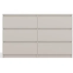 Commode 6 tiroirs grège 120 cm MALWA