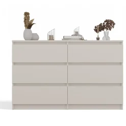Commode 6 tiroirs grège 120 cm MALWA