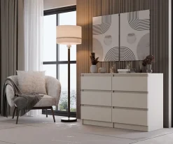 Commode 6 tiroirs grège 120 cm MALWA