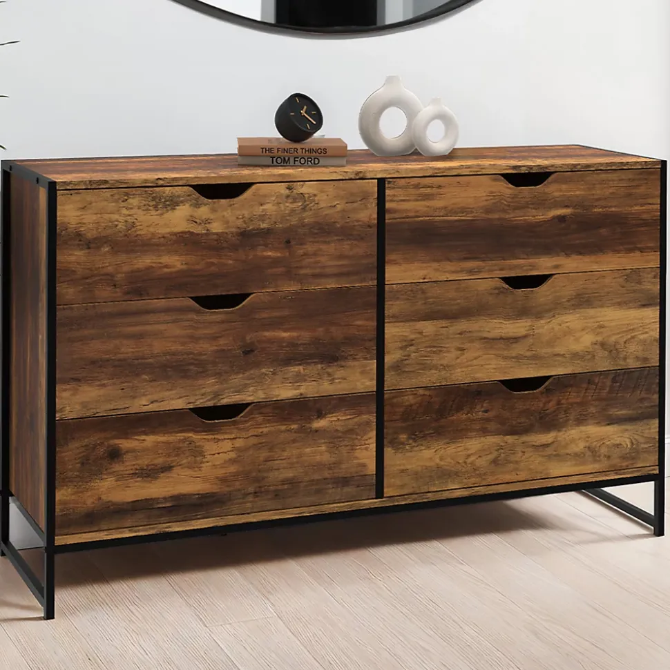 Commode 6 tiroirs HAWKINS XXL 140 cm design industriel