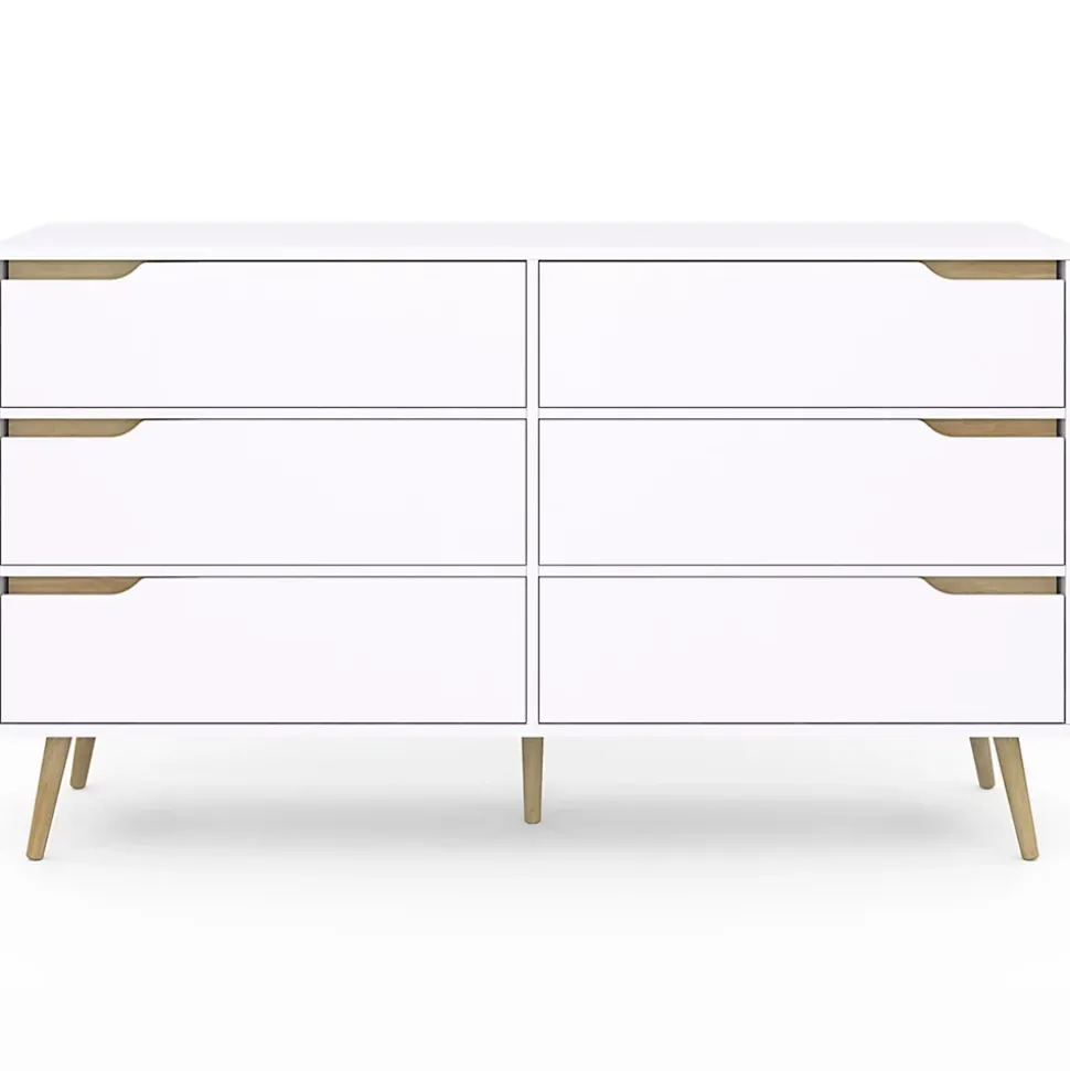 Commode 6 tiroirs HELSINKI XXL 140 cm scandinave blanc