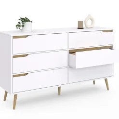 Commode 6 tiroirs HELSINKI XXL 140 cm scandinave blanc