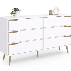 Commode 6 tiroirs HELSINKI XXL 140 cm scandinave blanc