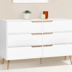Commode 6 tiroirs HELSINKI 115 cm scandinave blanc
